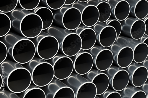 Steel pipes background closeup  3D rendering