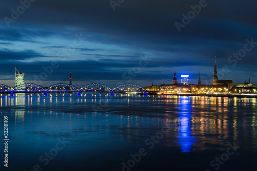 Beautiful aerial panorama view of Riga city skyline, Latvia