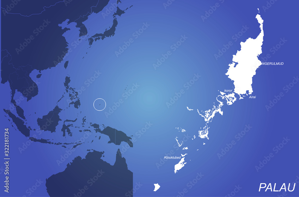 graphic vector map of palau island. palau map. asia country map