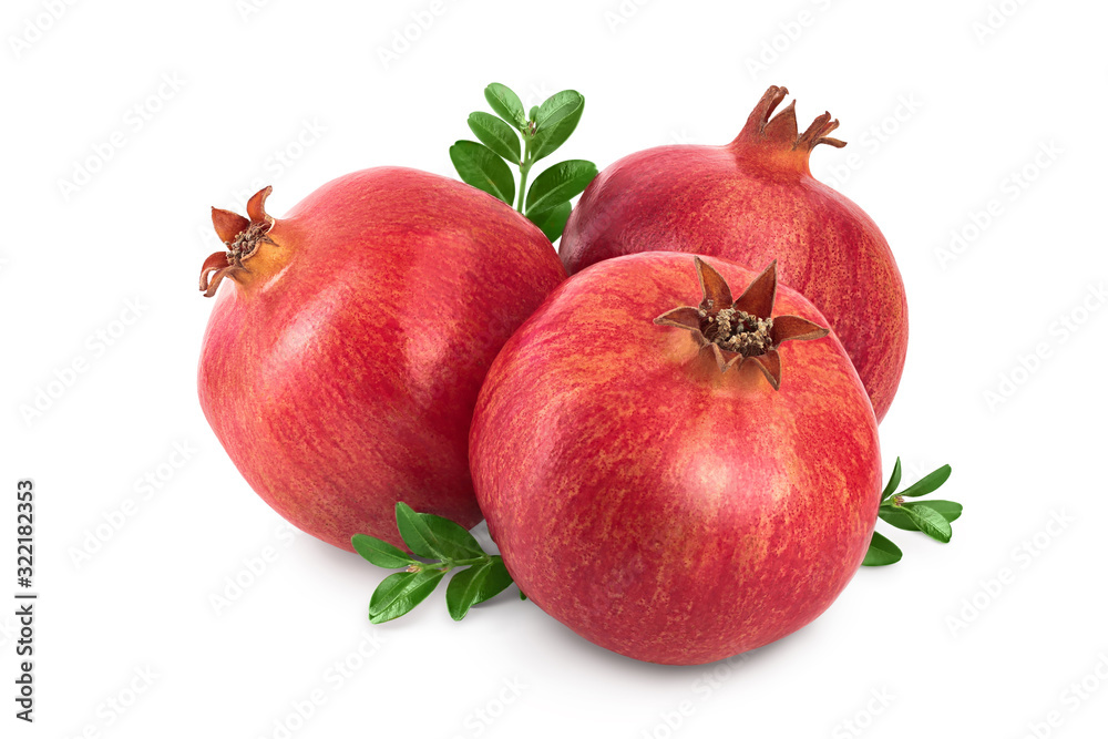 Pomegranate isolated on white background with clipping path and full depth of field. Pomegranate isolated on white background with clipping path and full depth of field.