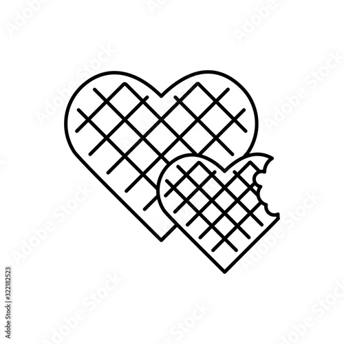Waffles, heart icon. Simple line, outline vector elements of breakfast with love icons for ui and ux, website or mobile application