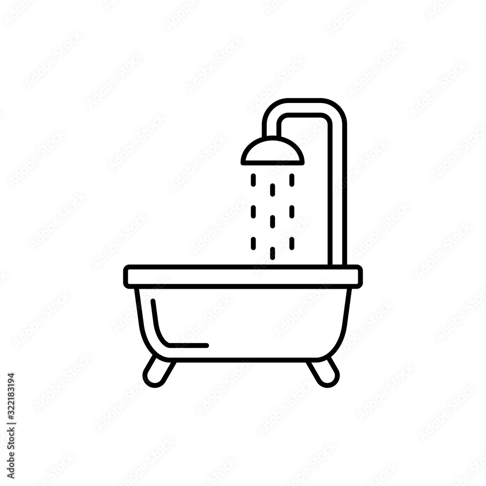Bath, shower icon. Simple line, outline vector bathroom icons for ui and ux, website or mobile application Bath, shower icon. Simple line, outline vector bathroom icons for ui and ux, website or mobile application