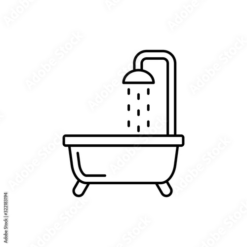 Bath, shower icon. Simple line, outline vector bathroom icons for ui and ux, website or mobile application