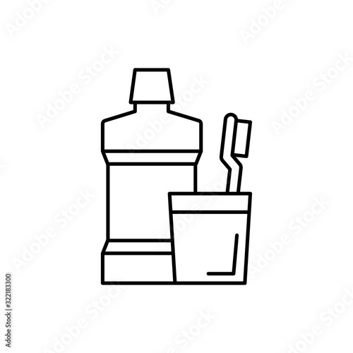 Toothbrush, mouthwash icon. Simple line, outline vector bathroom icons for ui and ux, website or mobile application
