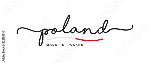 Made in Poland handwritten calligraphic lettering logo sticker flag ribbon banner