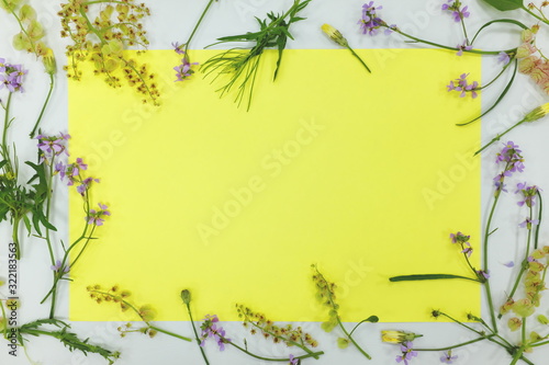 Spring season border frame background in pastel color hues