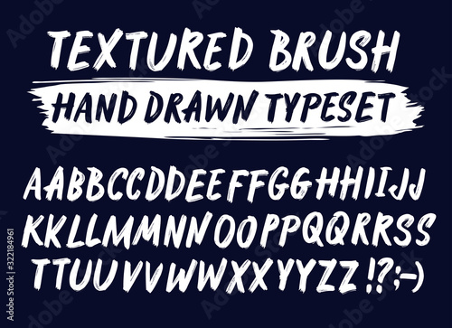 Hand drawn textured brush strokes vector letters set.