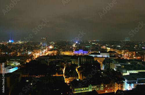 Beautiful aerial panorama view of Riga city skyline, Latvia