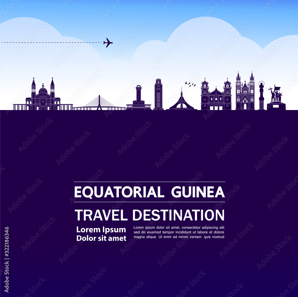 Equatorial Guinea Blue travel destination vector illustration.