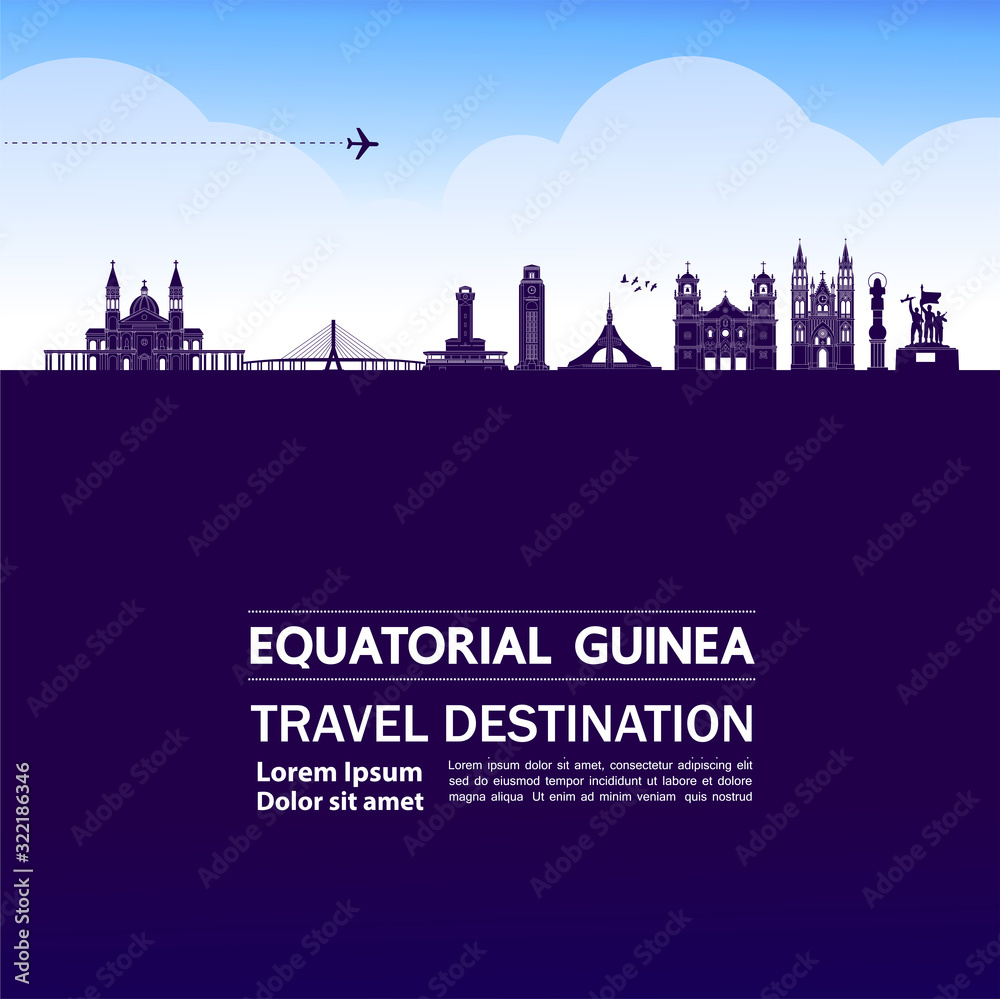 Fototapeta premium Equatorial Guinea Blue travel destination vector illustration.