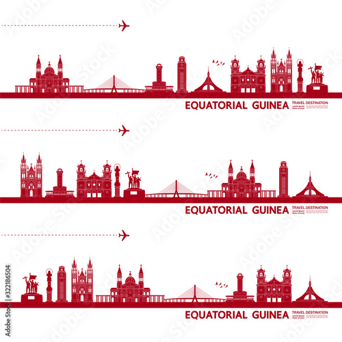 Equatorial Guinea Blue travel destination vector illustration.