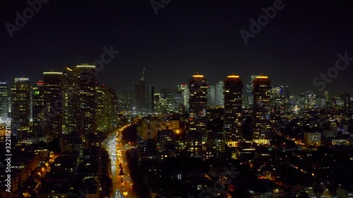Wallpaper Mural Tel Aviv city center at night, Israel, 4k aerial drone view Torontodigital.ca
