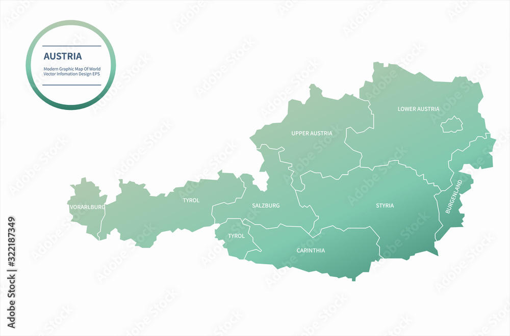 graphic vector map of austria. europe country map. austria map.