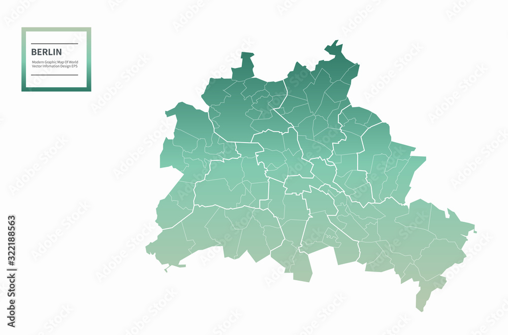 graphic vector map of berlin, germany. berlin map. germany map. 