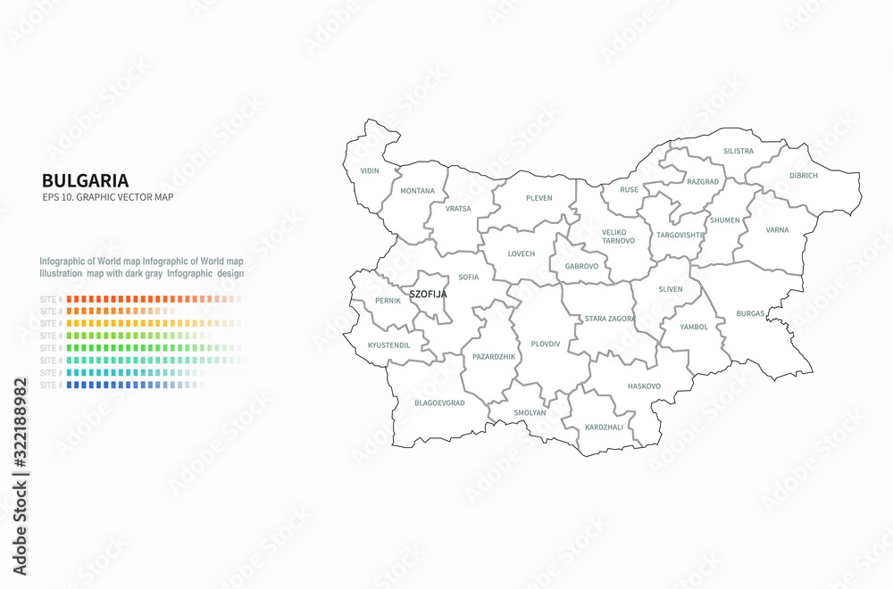 bulgaria map. graphic vector map of bulgaria in europe country. infographic of eu.