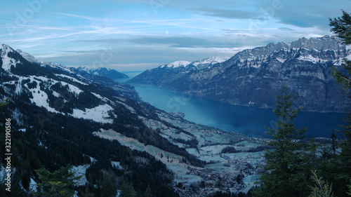 Walensee at Dawn, seen from Flumserberg in the Swiss Alps