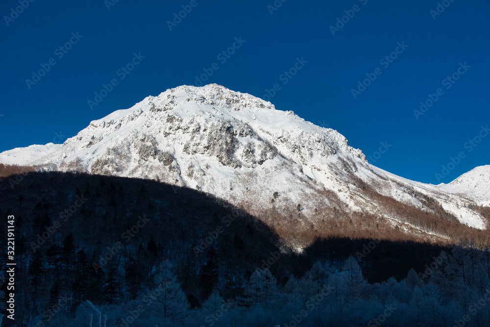 上高地, 北アルプス, 冬, 雪, 青空, 風景, 山