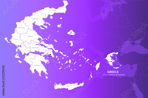 greece map. high quality greece vector map of world. europe countries map.