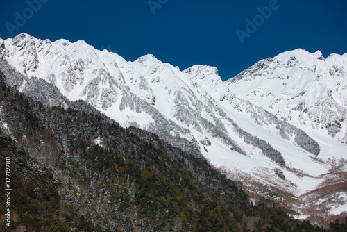 上高地, 北アルプス, 冬, 雪, 青空, 風景, 山