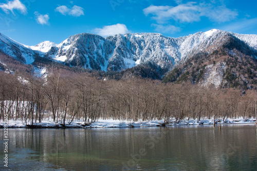 上高地, 北アルプス, 冬, 雪, 青空, 風景, 山