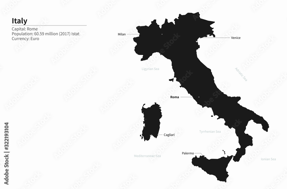 Map Of Italy And Venice Vector Of Venice In Italy Map. Venice Map. Europe Coyntry Map. Italy Map.  Stock Vector | Adobe Stock