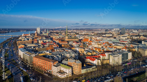Wallpaper Mural Beautiful aerial panorama view of Riga city skyline, Latvia Torontodigital.ca