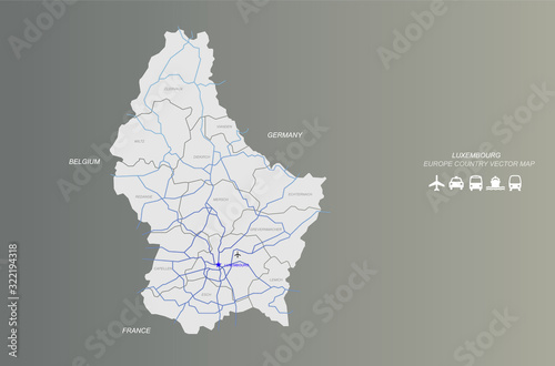 luxembourg map in europe. v...