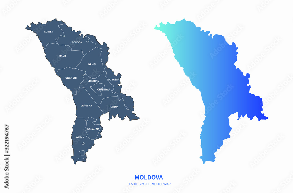 Fototapeta premium moldova map. graphic vector map of mildova. eu country.