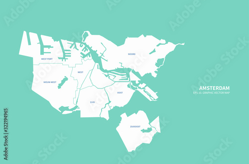 graphic vector map of amsterdam. map of netherland state in europe. netherland map.