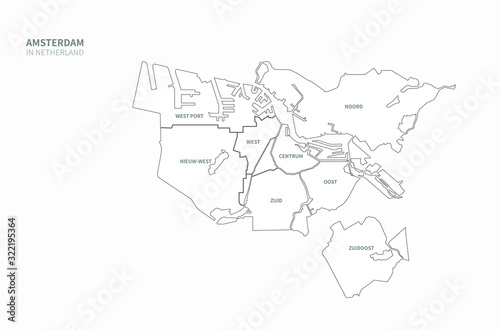graphic vector map of amsterdam. map of netherland state in europe. netherland map.