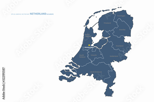 graphic vector map of amsterdam. map of netherland state in europe. netherland map.