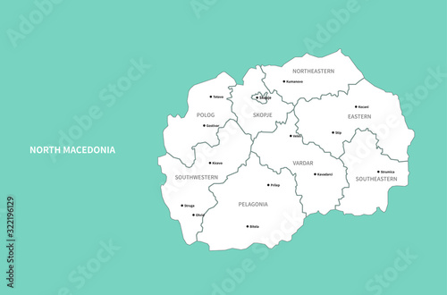 graphic vector map of north...