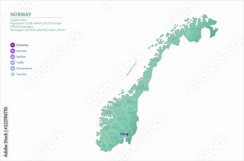 vector map of scandinavia countries. norway map.