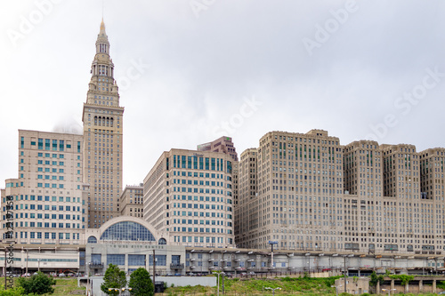 Cleveland city skyline with Landmark towers Ohio