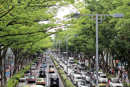 Photos Tokyo, Japan - July 30, 2019: Beautiful view of Omotesando street from an overpa