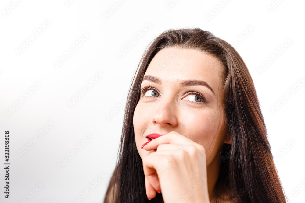 Business young beautiful lady with tweezers and bones for makeup Business young beautiful lady with tweezers and bones for makeup