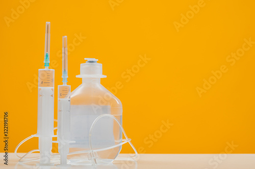 Dropper and syringes on an ...