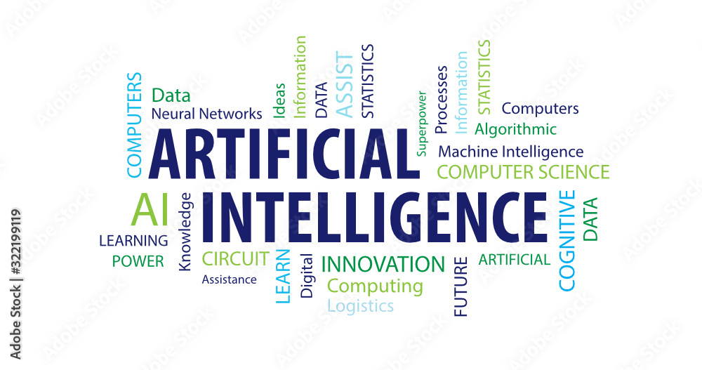 Obraz premium Artifical Intelligence Word Cloud on a White Background