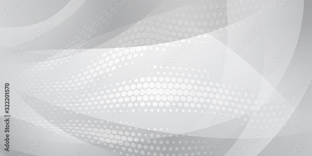 Abstract background made of halftone dots and curved lines in white colors