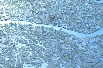 a London city map. 3d map of London. 3d render
