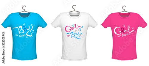 Gender reveal party design t-shirt, vector illustration