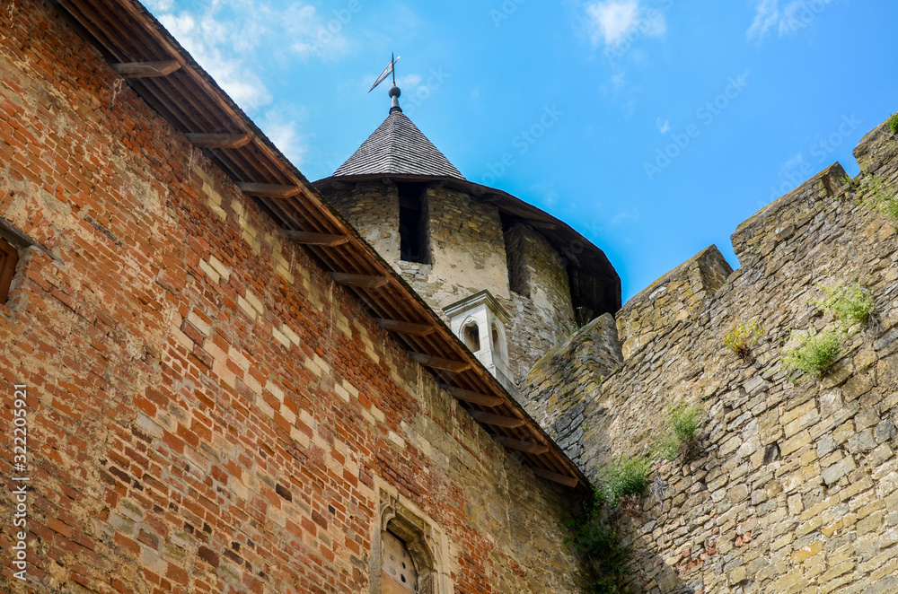 Roof of Khotyn Fortress (Chernivtsi Oblast, Ukraine). Castles of Ukraine. Fortress in Khotyn, a medieval stronghold on the banks of the Dniester River. 