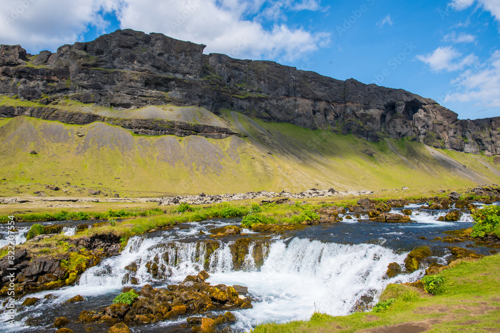 Fossalar river and waterfall in Iceland Fossalar river and waterfall in Iceland