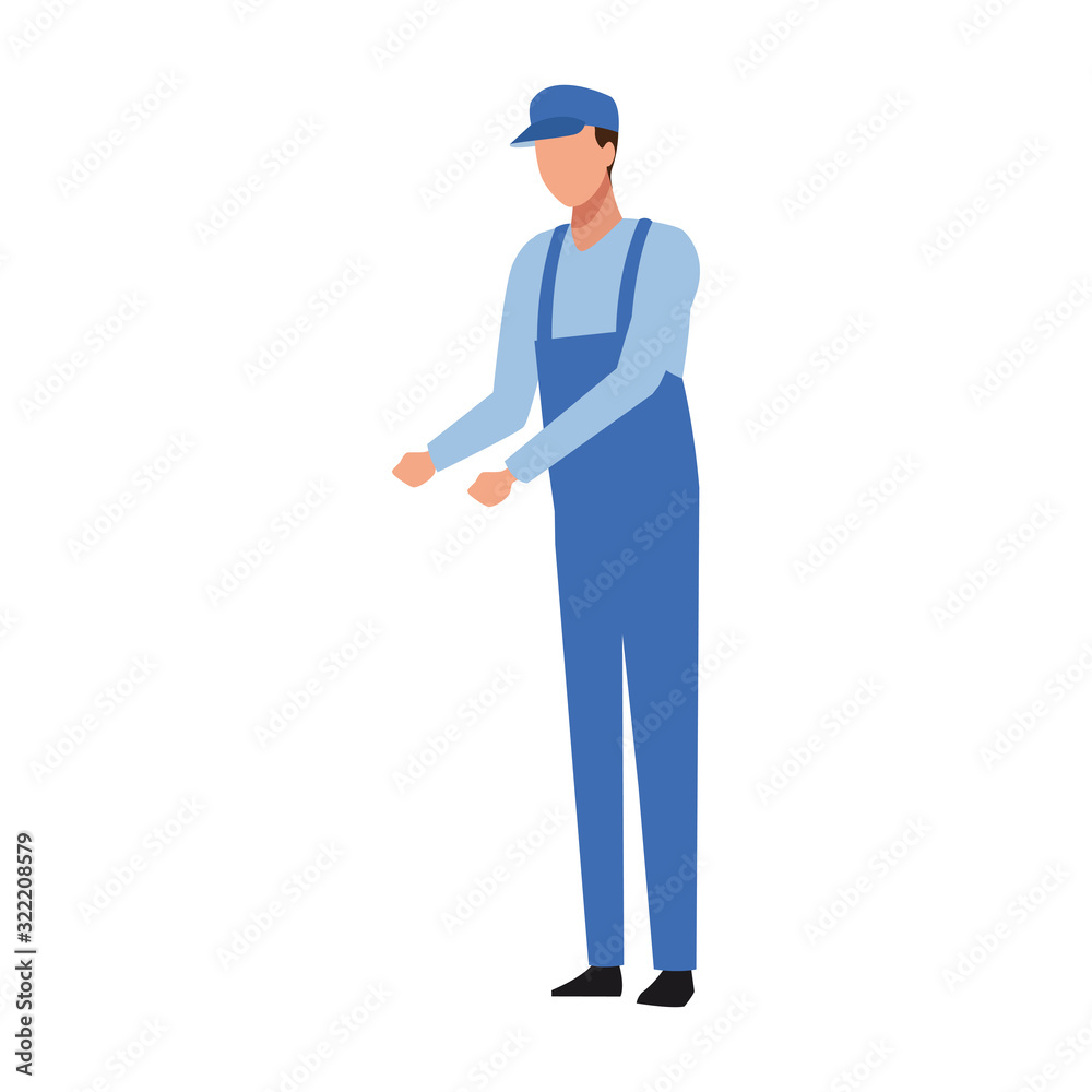 Car mechanic standing, colorful design Car mechanic standing, colorful design