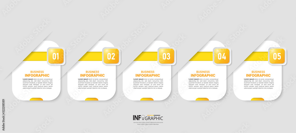 5 Steps Infographics design template, can be used for workflow layout, diagram, annual report, web design.Creative banner, label vector.	