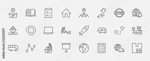 International Customs Day Set Line Vector Icons. Editable Stroke. 32x32 Pixels
