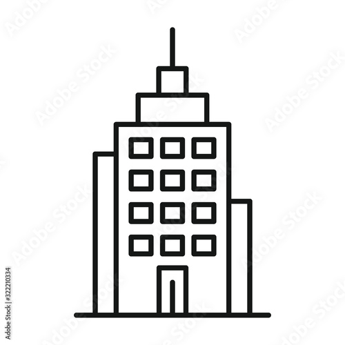 Line vector building city on white background. Urban modern architecture, skyscrapers on white background. Element for web, game and advertising