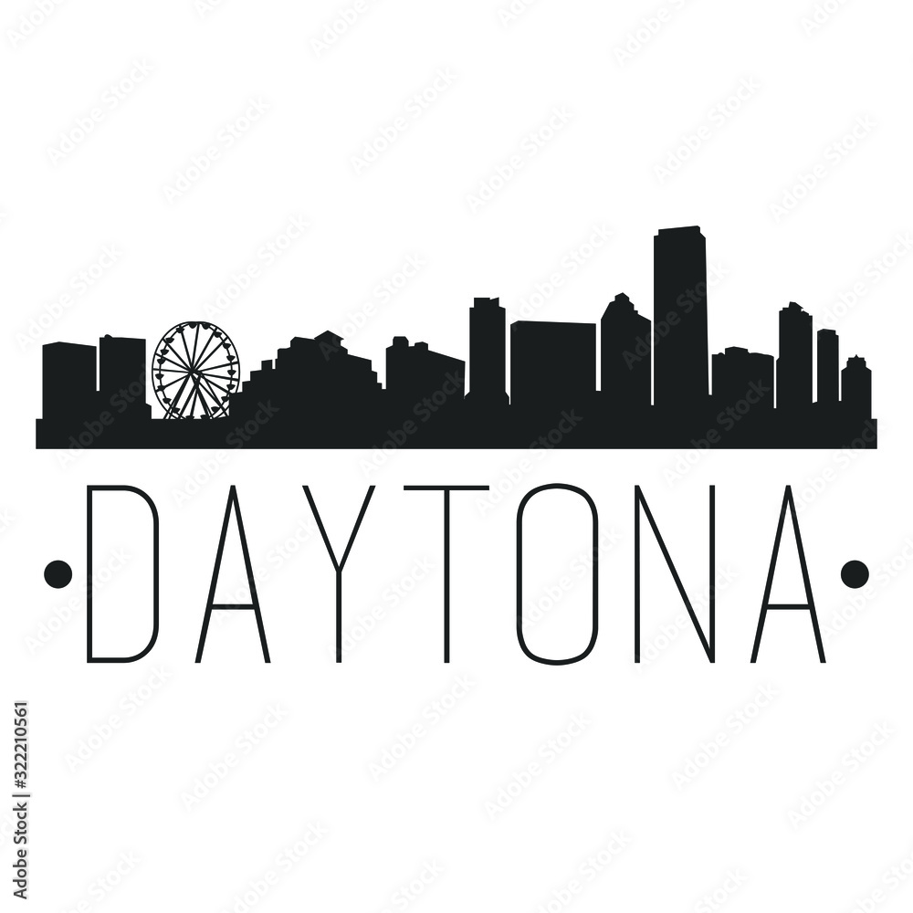 Daytona Florida Skyline Silhouette City Design Vector Famous Monuments.