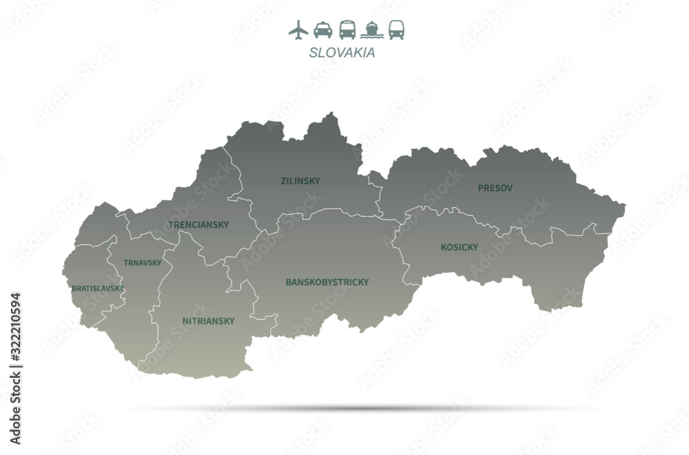slovakia map. vector of europe countries map. simple design map background.