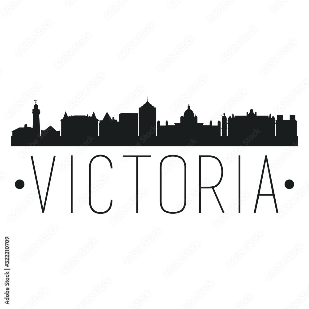 Victoria Canada. City Skyline. Silhouette City. Design Vector. Famous Monuments.